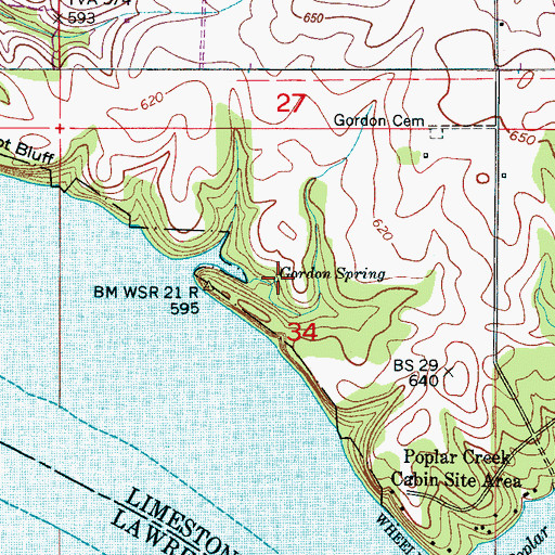 Topographic Map of Gordon Spring, AL