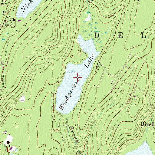 Topographic Map of Woodpecker Lake, PA