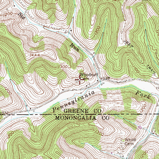 Topographic Map of Woodruff Cemetery, PA