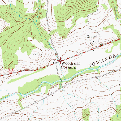 Topographic Map of Woodruff Corners, PA