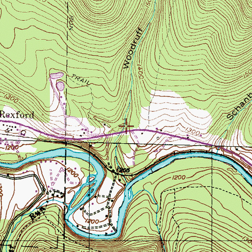 Topographic Map of Woodruff Hollow, PA