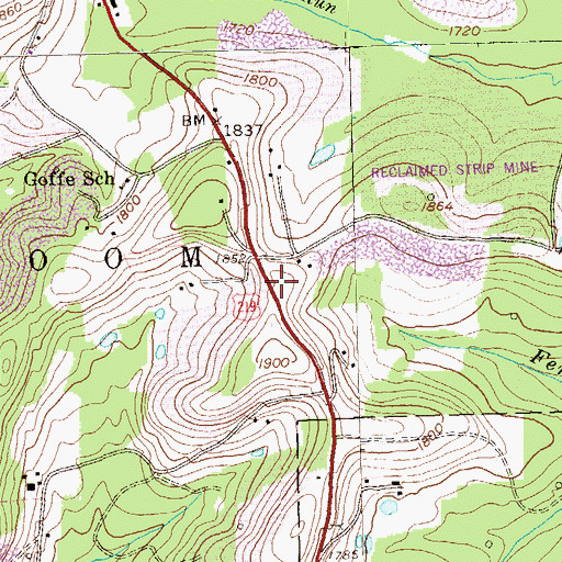 Topographic Map of Woods Cemetery, PA