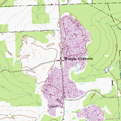 Topographic Map of Woods Corners, PA