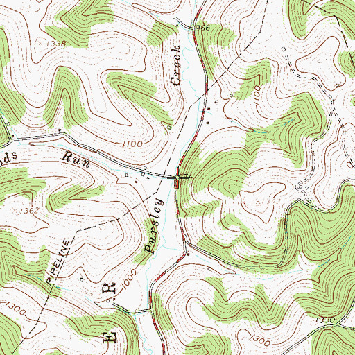 Topographic Map of Woods Run, PA