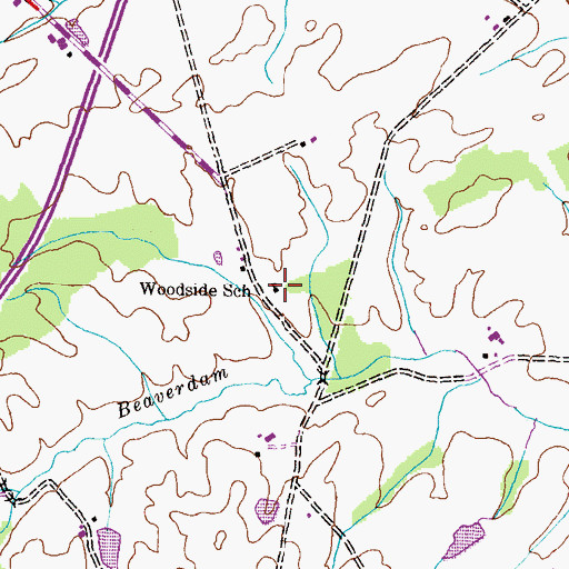Topographic Map of Woodside School, PA