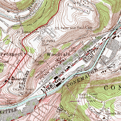 Topographic Map of Woodvale, PA