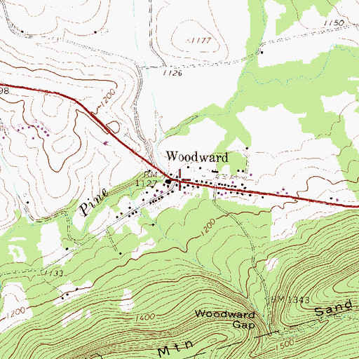 Topographic Map of Woodward, PA