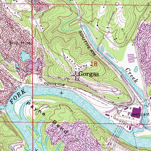 Topographic Map of Gorgas, AL