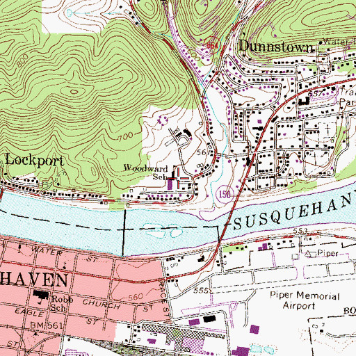 Topographic Map of Woodward School, PA