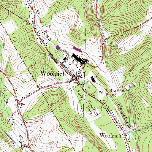 Topographic Map of Woolrich, PA