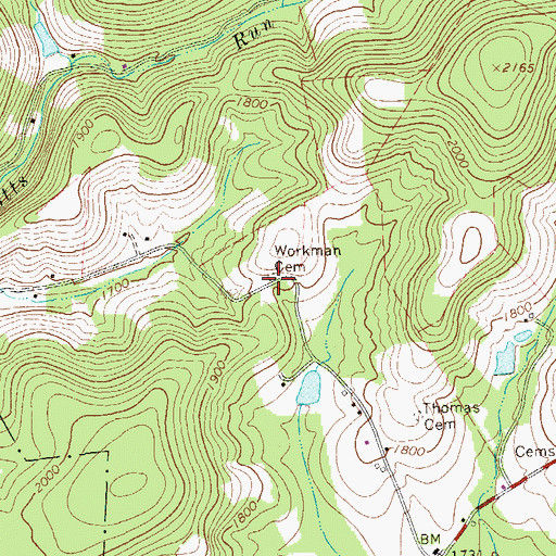 Topographic Map of Workman Cemetery, PA