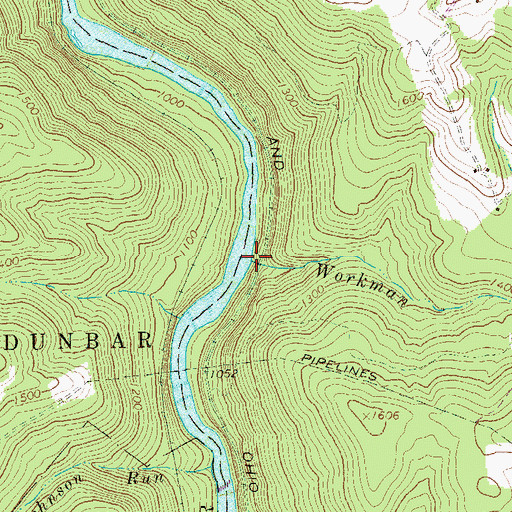 Topographic Map of Workman Run, PA