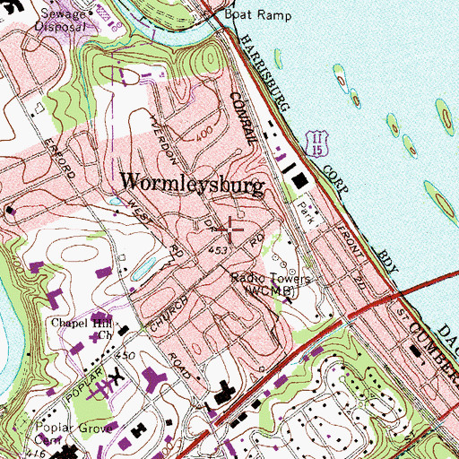 Topographic Map of Wormleysburg, PA