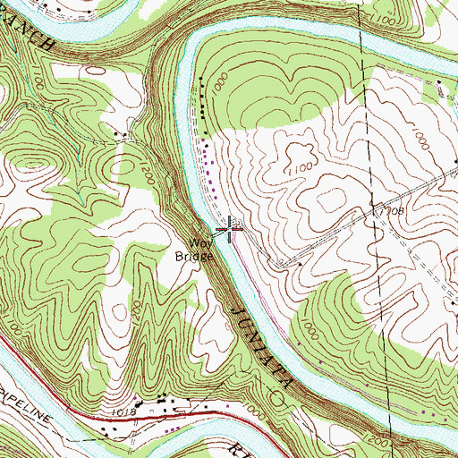 Topographic Map of Woy Bridge, PA