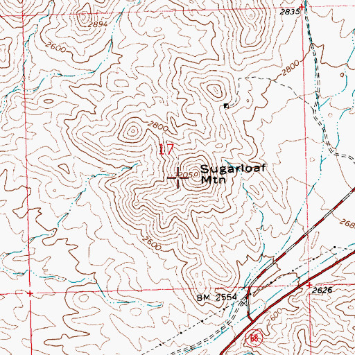 Topographic Map of Sugarloaf Mountain, AZ