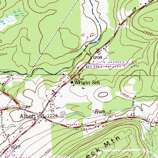 Topographic Map of Wright School, PA