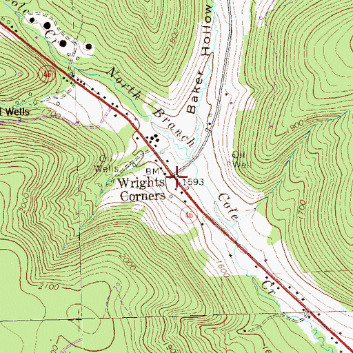 Topographic Map of Wrights Corners, PA