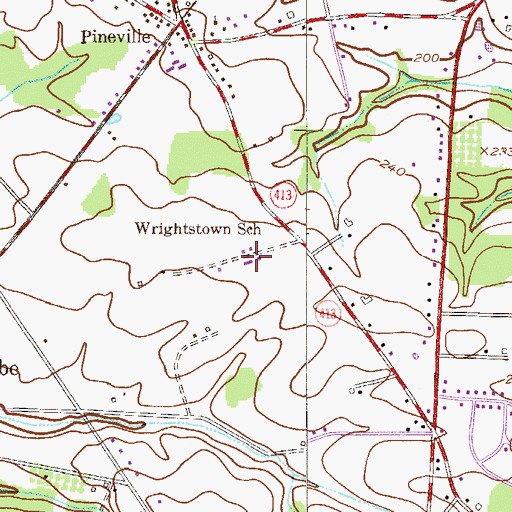 Topographic Map of Wrightstown School (historical), PA