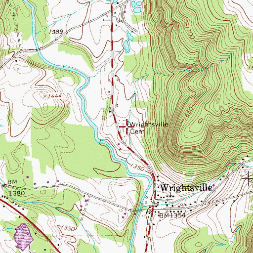 Topographic Map of Wrightsville Cemetery, PA