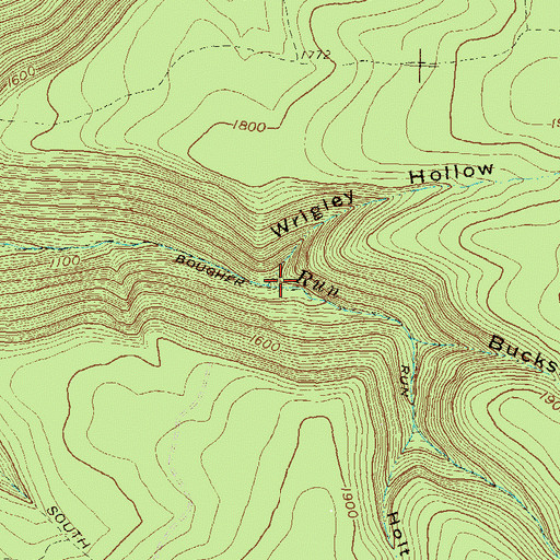 Topographic Map of Wrigley Hollow, PA