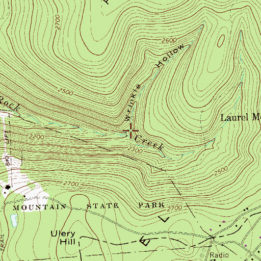 Topographic Map of Wrinkle Hollow, PA