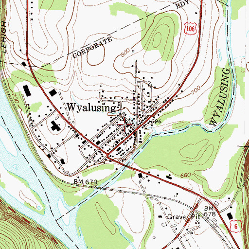 Topographic Map of Wyalusing, PA
