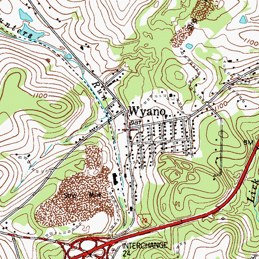 Topographic Map of Wyano, PA