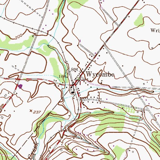 Topographic Map of Wycombe, PA