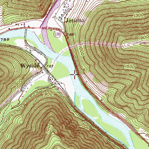 Topographic Map of Wykoff Run, PA