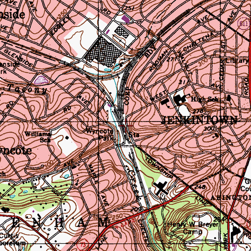 Topographic Map of Wyncote, PA