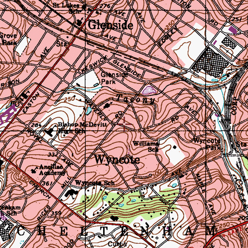 Topographic Map of Wyncote, PA