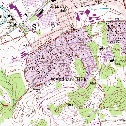 Topographic Map of Wyndham Hills, PA