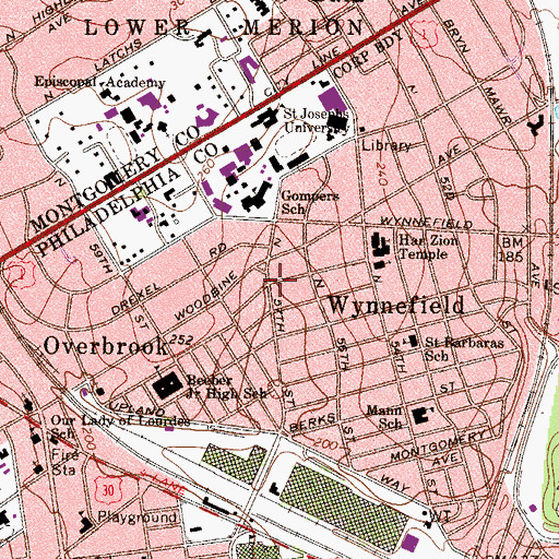 Topographic Map of Wynnefield, PA