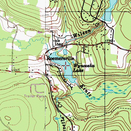 Topographic Map of Wynooska Lake, PA