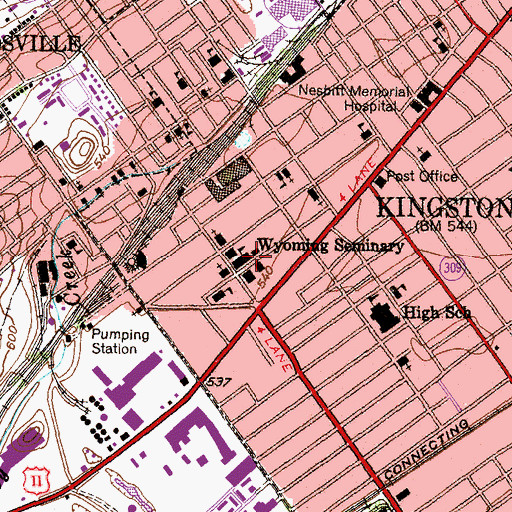 Topographic Map of Wyoming Seminary, PA