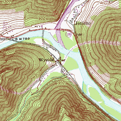 Topographic Map of Wyside, PA