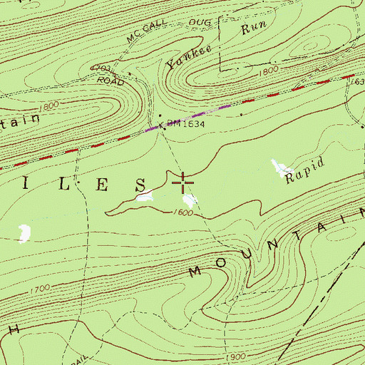 Topographic Map of Yankee Run, PA