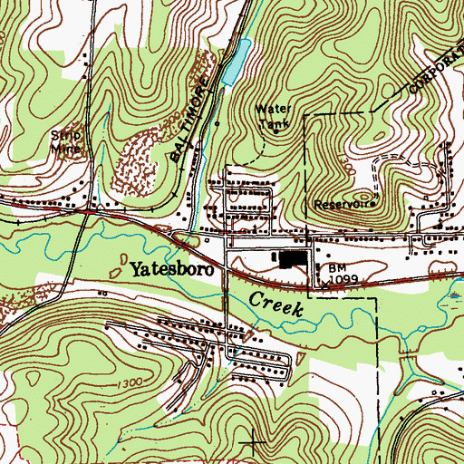 Topographic Map of Yatesboro, PA