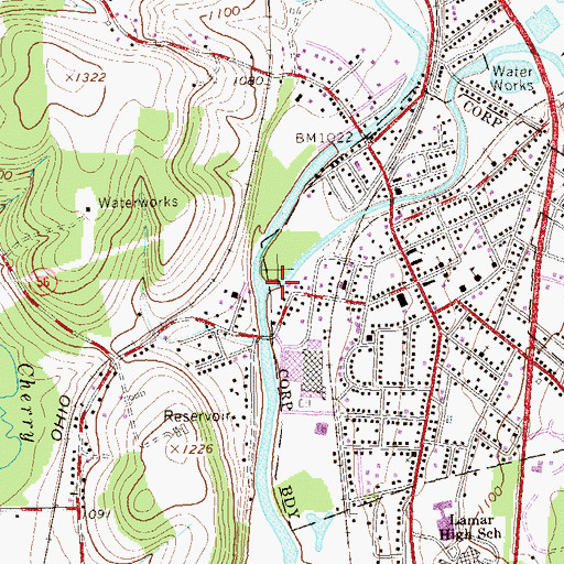 Topographic Map of Yellow Creek, PA