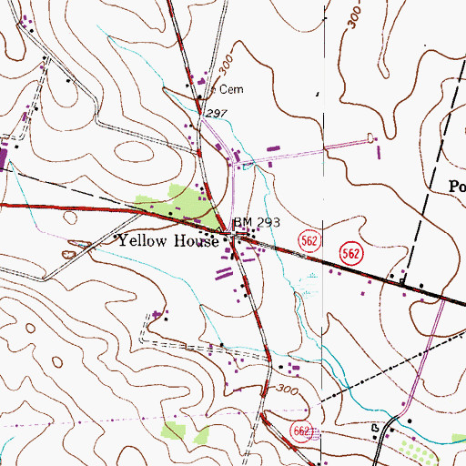 Topographic Map of Yellow House, PA
