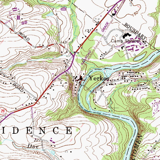 Topographic Map of Yerkes, PA