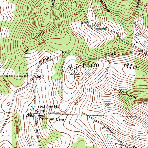 Topographic Map of Yochum Hill, PA