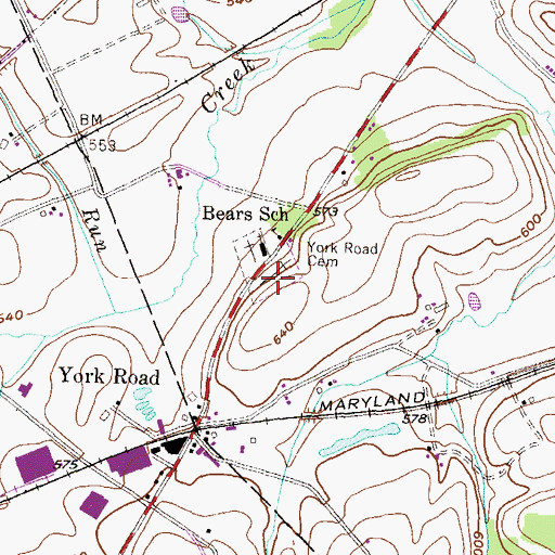 Topographic Map of York Road Cemetery, PA