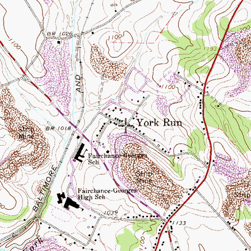 Topographic Map of York Run, PA