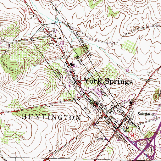 Topographic Map of York Springs, PA