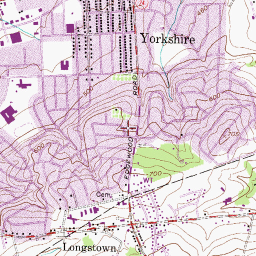 Topographic Map of Yorkshire, PA