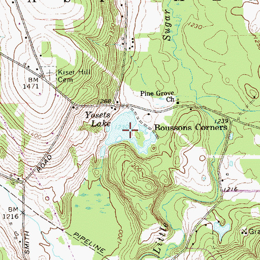Topographic Map of Yosets Lake, PA