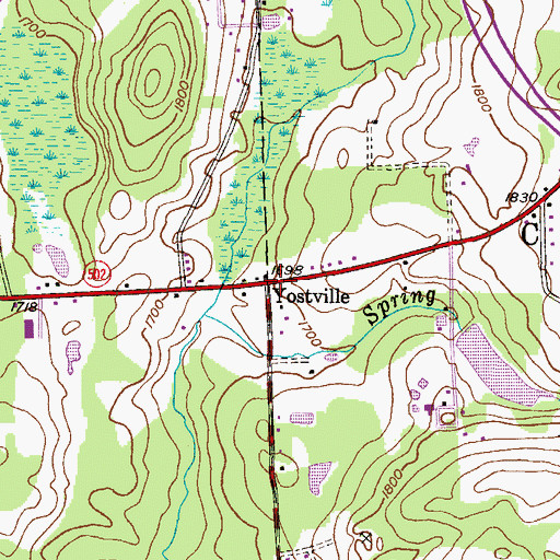 Topographic Map of Yostville, PA