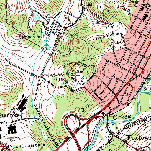 Topographic Map of Youngwood Park, PA