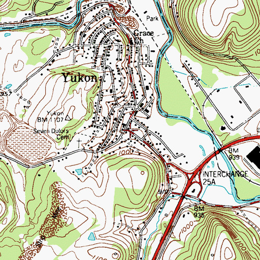 Topographic Map of Yukon, PA
